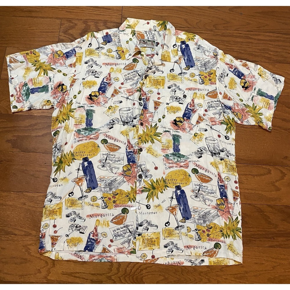 Tori Richard XXL Aloha Shirt Hawaiian Cocktails‎ Drinks Made In Hawai'i 2XL